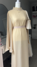 Aurora Chiffon Abaya, Bell Sleeve with Ruffle Accents, Tie Closure and High Neck fits Size M/XL