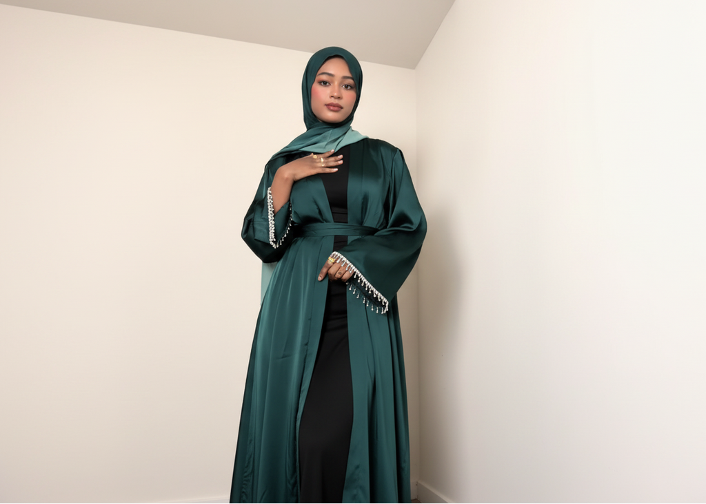 Layan Satin Abaya with belt
