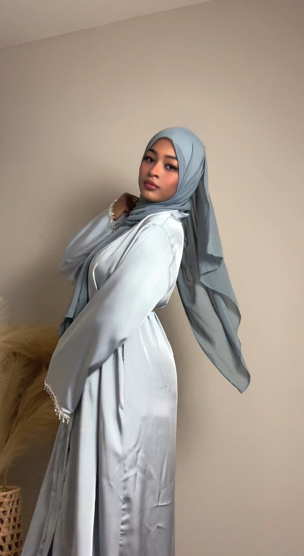Layan Satin Abaya with belt