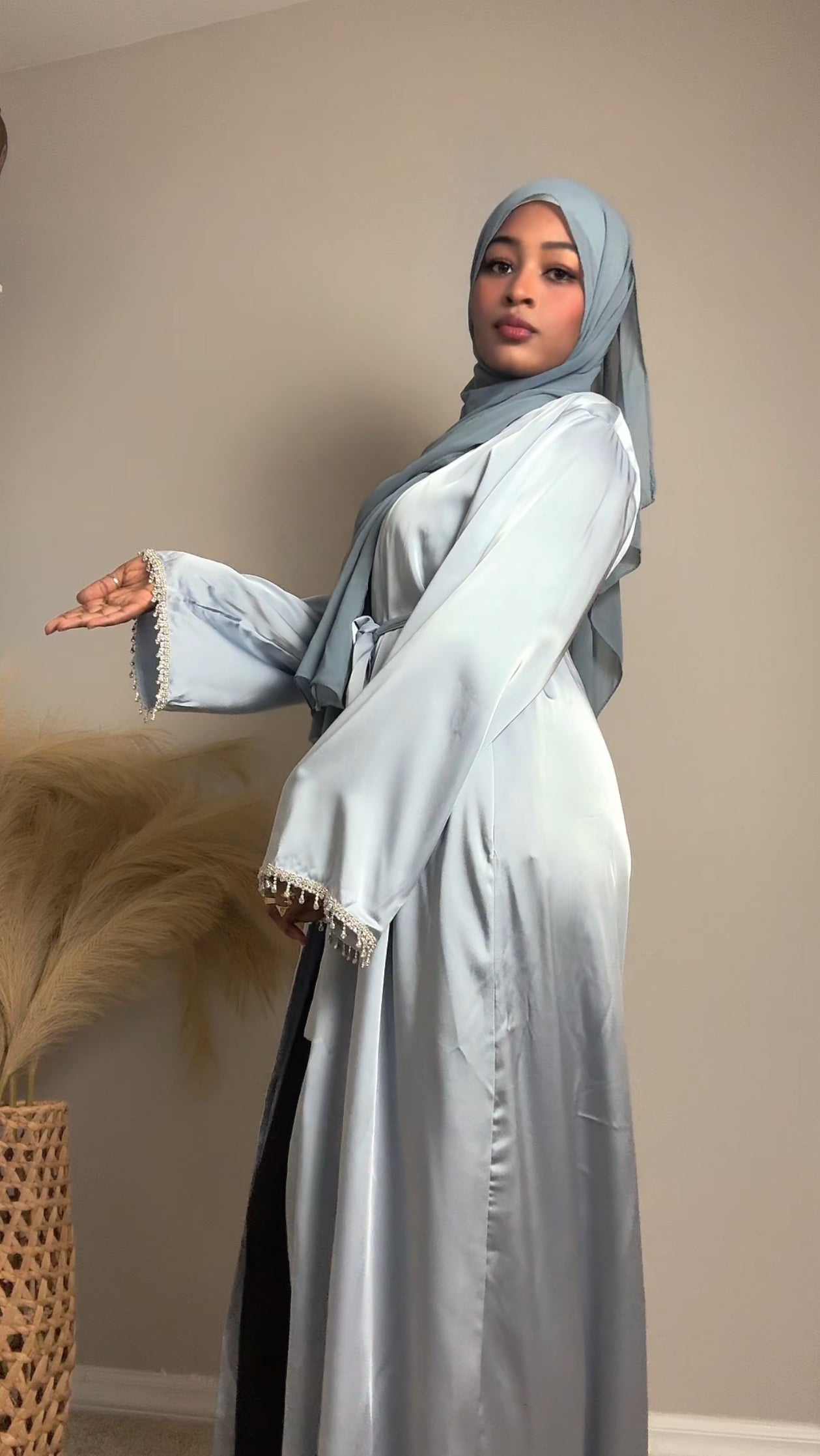 Layan Satin Abaya with belt