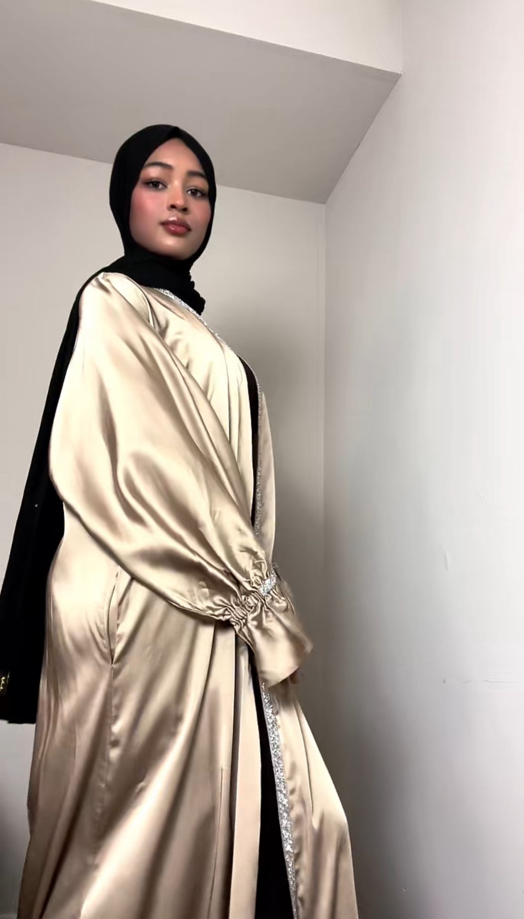 Layan Satin Abaya with belt