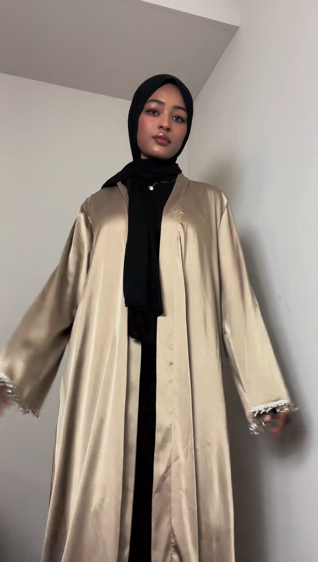 Layan Satin Abaya with belt