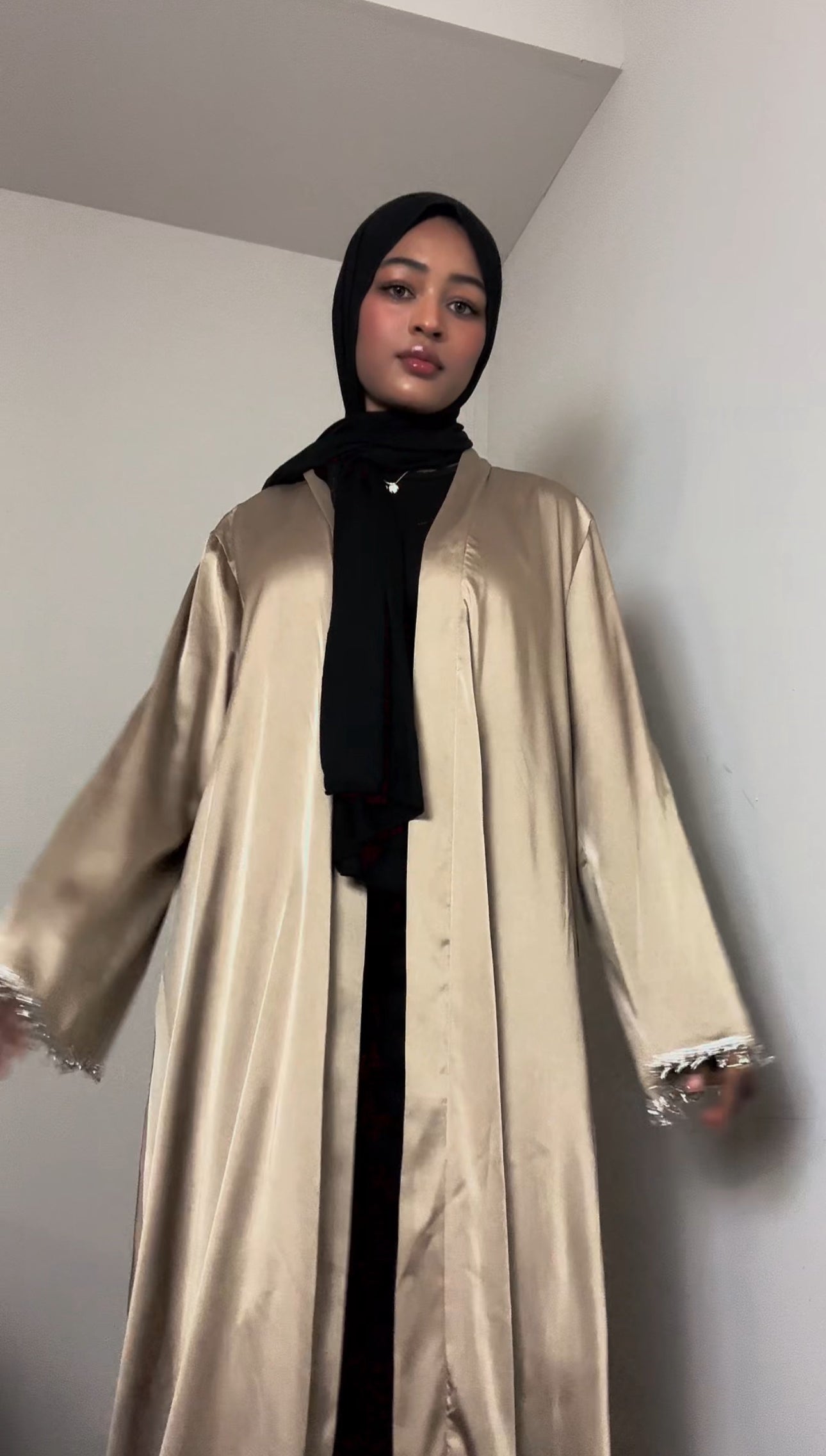 Layan Satin Abaya with belt
