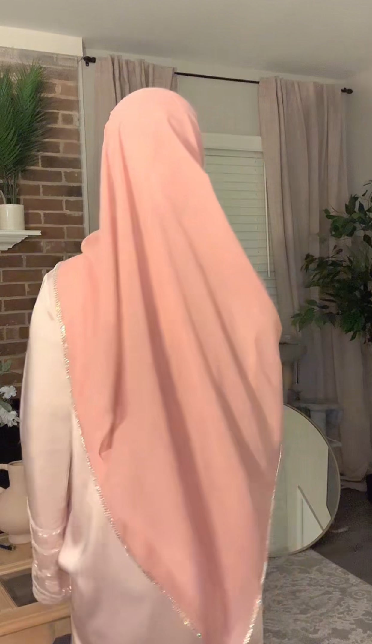Amira Pink Satin Abaya Set