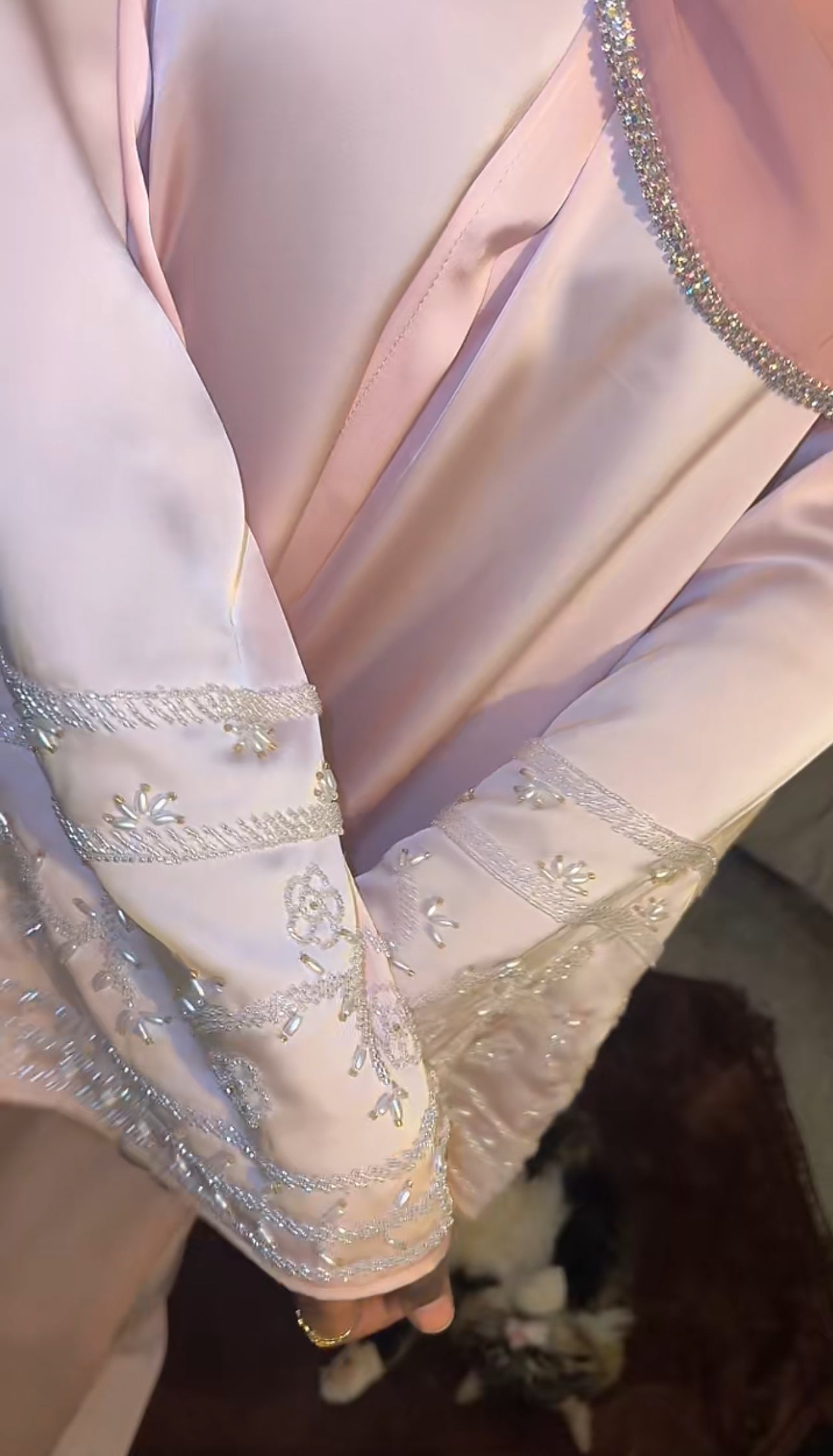Amira Pink Satin Abaya Set